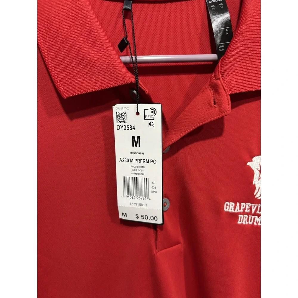 adidas Golf Men's Red Solid Short Sleeve Collared Polo Embroidered Logo M
